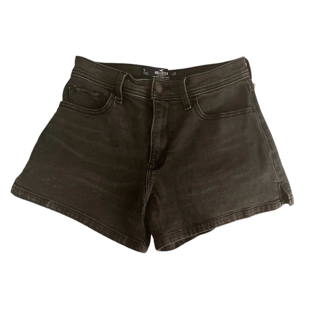 HOLLISTER Distressed Black Denim Shorts Size 5/27
